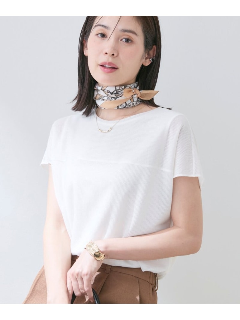 【洗える/アンサンブル可能】シアースストライプトップス INDIVI インディヴィ トップス カットソー・Tシャツ ブルー ホワイト ブラック イエロー【送料無料】[ Fashion]