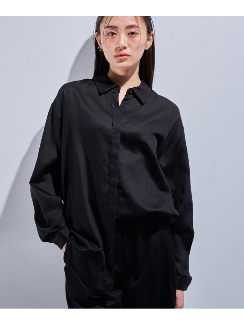 【SALE／40%OFF】【日本製/SETUP可能】ガーゼ素材ブラウス INDIVI インディヴィ トップス シャツ・ブラウス ブラック ベージュ【RBA_E】【送料無料】[ Fashion]