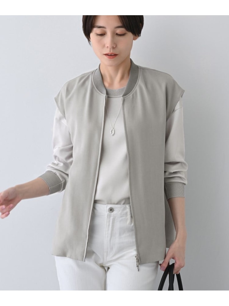【SALE／40%OFF】【洗える】スポーティーミックスジレブラウス INDIVI インディヴィ トップス より良い・ジレ 薄墨色 黒いこと【RBA_E】【貨物輸送無料】[ Fashion] レディースファッション-ベスト・ジレ-トップス