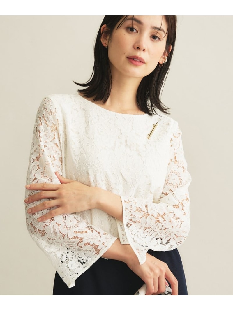 【SALE／30%OFF】【洗える/セレモニー】フラワーレースブラウス INDIVI インディヴィ トップス シャツ・ブラウス ホワイト グレー【RBA_E】【送料無料】[ Fashion]