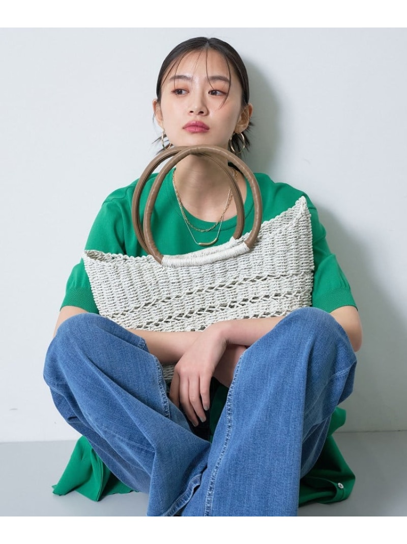 【透かし編み】ペーパーヤーン 提げ篭御徒面子 INDIVI インディヴィ 御徒面子 トートバッグ 白いこと ベージュ【貨物輸送無料】[ Fashion]