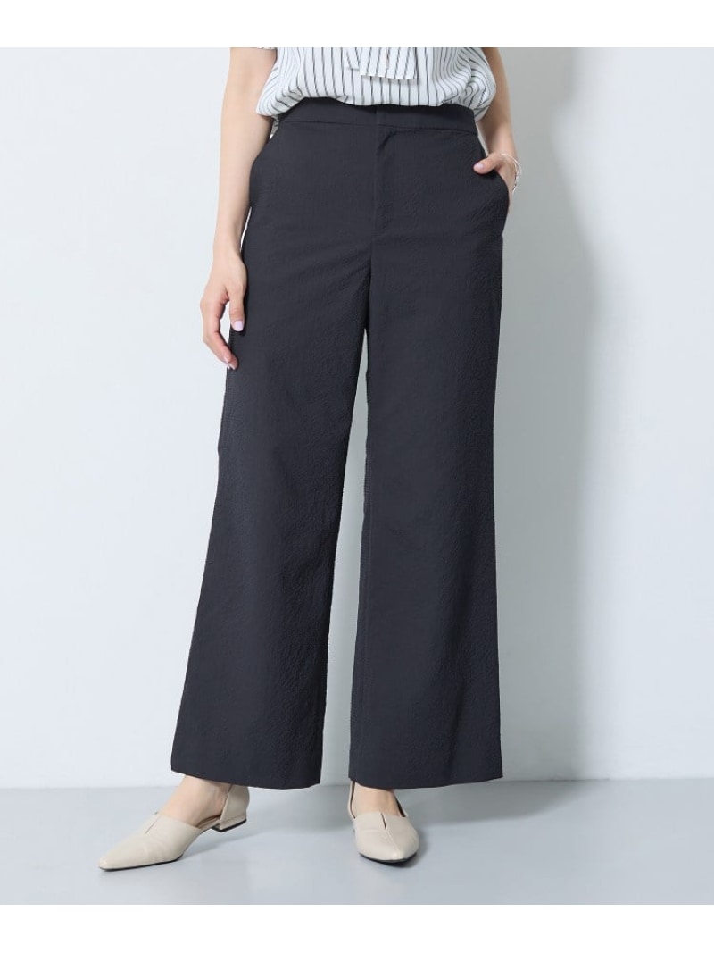 【SALE／20%OFF】【洗える/UVケア/SETUP可能】サッカー素材ストレートパンツ INDIVI インディヴィ パンツ その他のパンツ ブラック ネイビー【RBA_E】【送料無料】[ Fashion]｜INDIVI