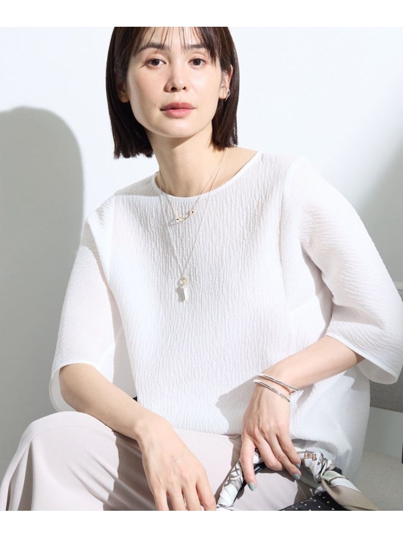 【割れ易い見せかけ】ジャカード ドルマントップス INDIVI インディヴィ トップス カットソー・ティーシャツ 白いこと 黒いこと さくら色 米国海軍【貨物輸送無料】[ Fashion]