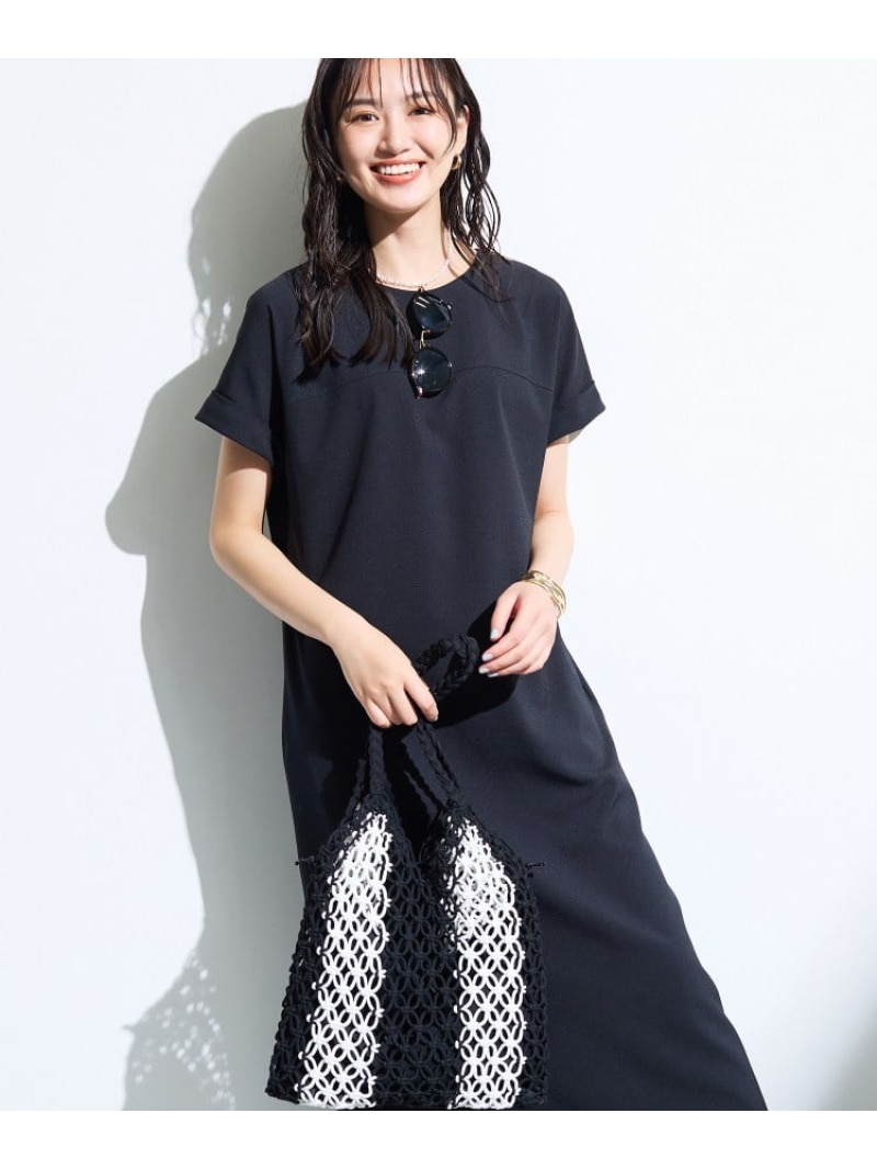 【華奢見え】ベルト付きナローワンピース INDIVI インディヴィ ワンピース・ドレス その他のワンピース・ドレス オレンジ ブラック カーキグリーン【送料無料】[ Fashion]｜INDIVI