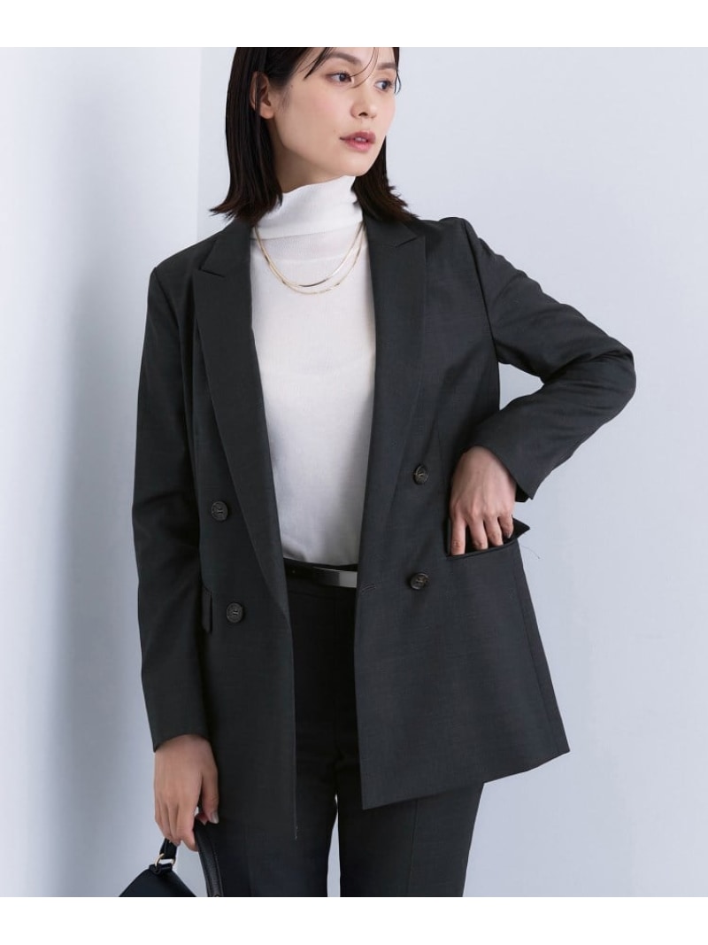 【SALE／20%OFF】【日本製/スーツ/通勤】シルクウールストレッチ ダブルジャケット INDIVI インディヴィ ジャケット・アウター テーラードジャケット・ブレザー グレー【RBA_E】【送料無料】[ Fashion]｜INDIVI