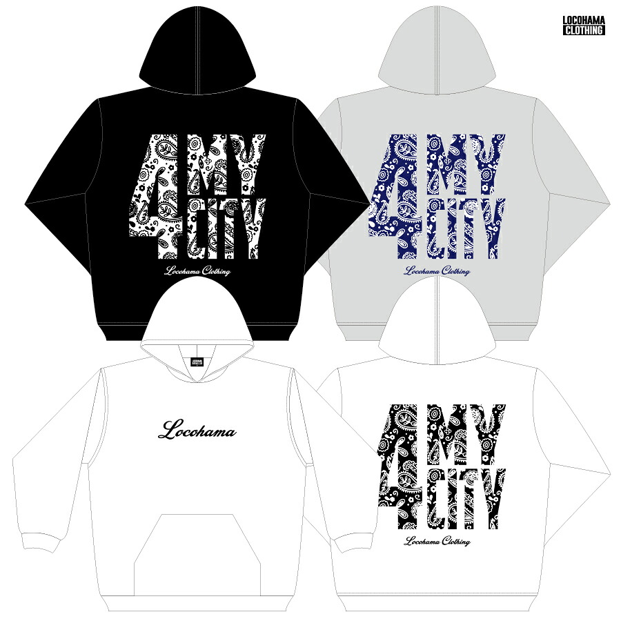 【送料無料★ラスト1点】LOCOHAMA CLOTHING PULLOVER HOODIE【WHITE/BLACK/GRAY】(M・L・XL・2XL)(ロコハマ DJ PMX DS455 通販 メンズ 大きいサイズ パーカー フーディー フード スウェット 長袖 ロングスリーブ)｜Indoor Class Online Store