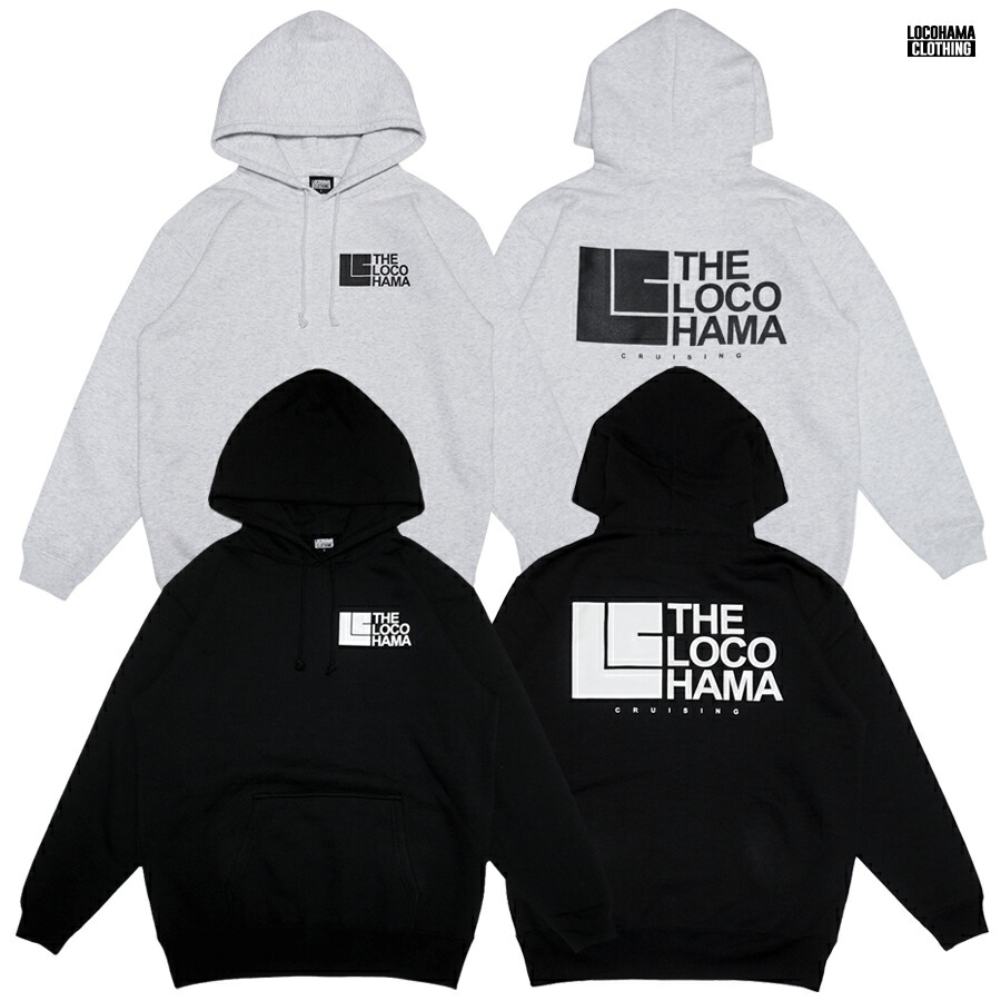 【送料無料】LOCOHAMA CLOTHING PULLOVER HOODIE【BLACK/GRAY】(M・L・XL・2XL)(ロコハマ DJ PMX DS455 通販 メンズ 大きいサイズ パーカー フード フーディー スウェット 長袖 ロングスリーブ)|Indoor Class Online Store