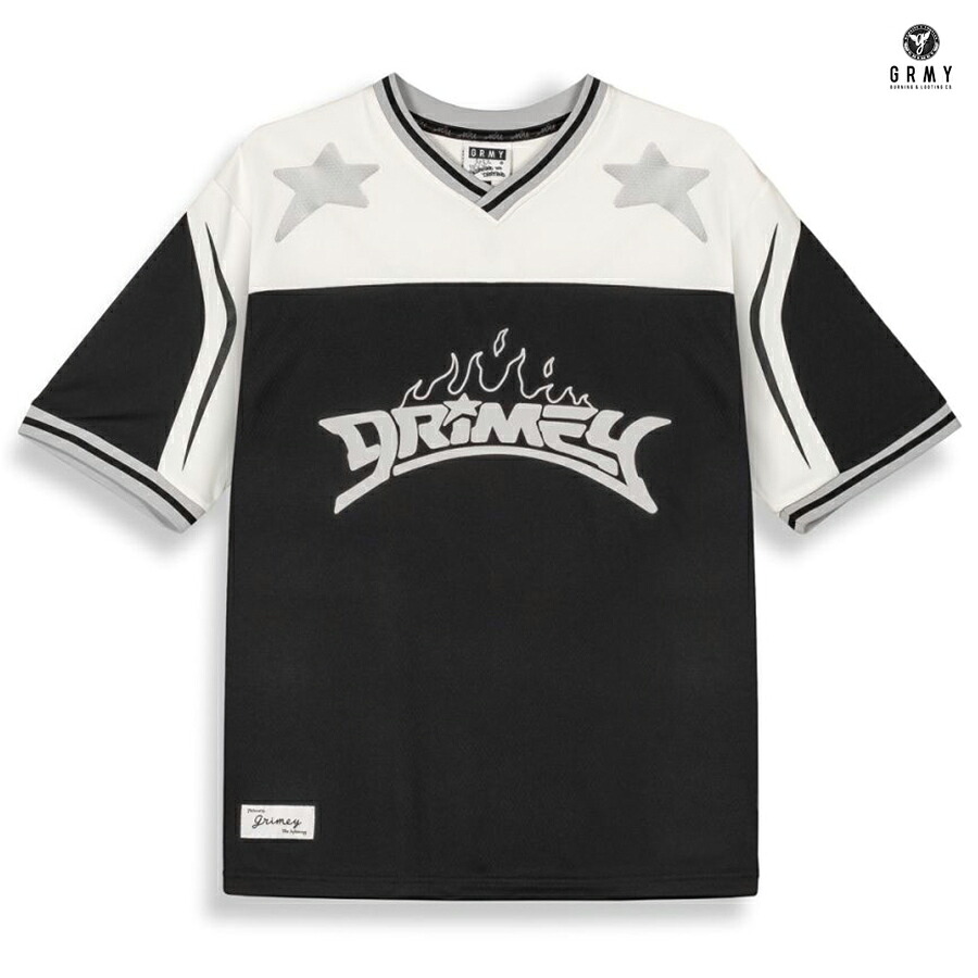 【SPECIAL PRICE★送料無料】GRIMEY INFAMOUS DEEPER V NECK JERSEY【BLACK】 (L・XL)(グライミー 服 通販 メンズ 大きいサイズ メッシュ ジャージ Vネック 半袖 ショートスリーブ ロゴ)