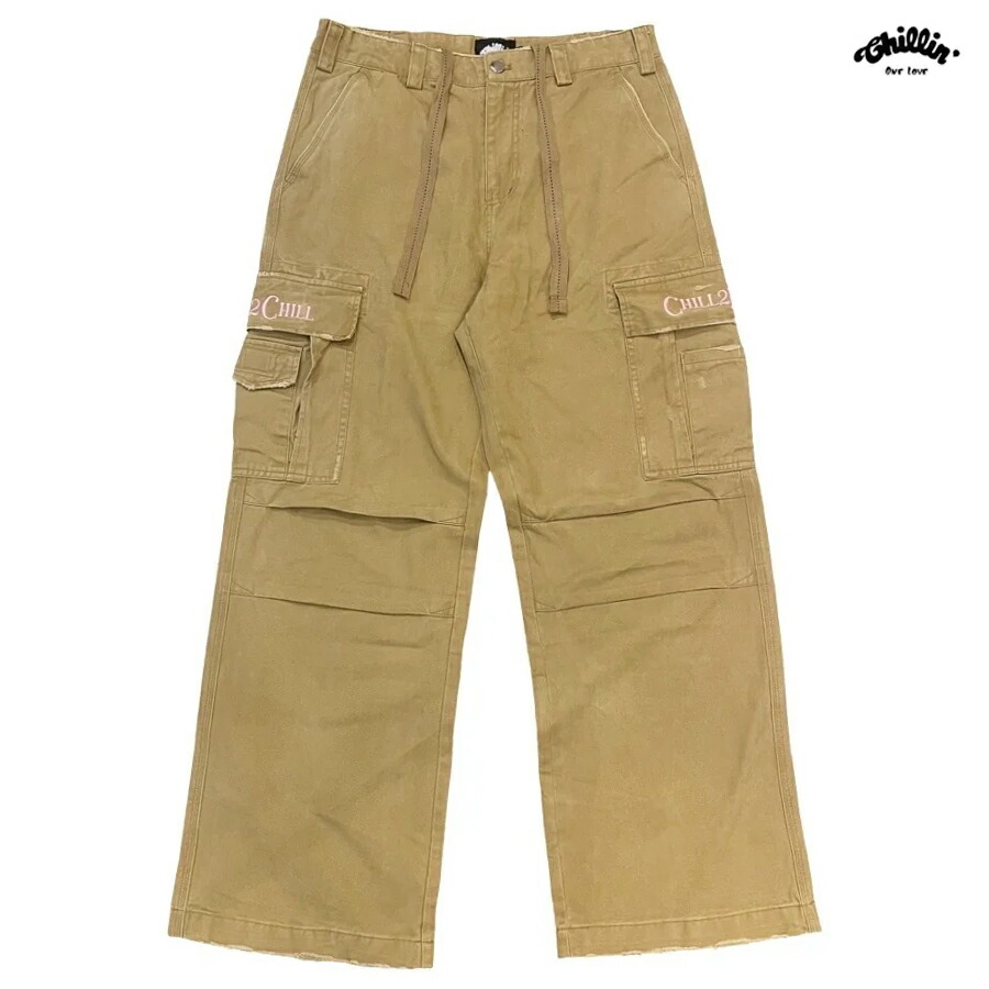【貨物輸送無料】CHILLIN CARGO PANTS【KHAKI】(30inch・32inch)(チリン 通信販売 服 大層らしい大きさ カーゴパンツ 広々としたズボン下 ズボン下 ゆったり)