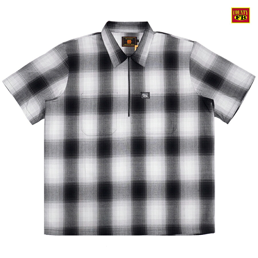 【楽天市場】【送料無料】FB COUNTY CHECKER ZIP SHIRT【BLACK×WHITE】(M・L・XL・2XL)(エフビー ...