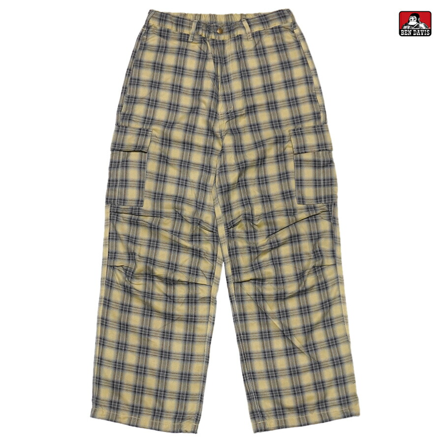 【SPECIAL PRICE★送料無料】BEN DAVIS SNOW WORKERS CHECKER PANTS【BEIGE】 (M・L・XL)(ベンデイビス 通販 メンズ 大きいサイズ ツイルパンツ チェックパンツ チェッカーパンツ カーゴパンツ ロングパンツ ワイドシルエット ワイドストレート ゆったり)