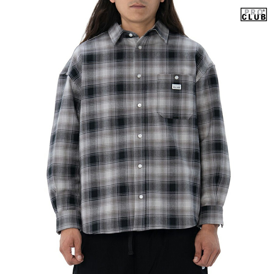 楽天市場】【送料無料】PRO CLUB HEAVY WIDE OMBRE FLANNEL L/S SHIRTS