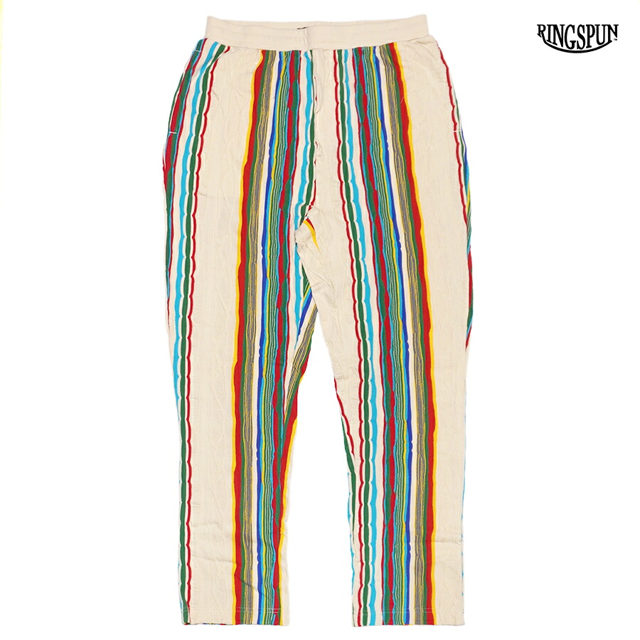【SPECIAL PRICE★送料無料】RING SPUN WAVE JACQUARD PANTS【CREAM】 (M・L・XL・2XL・3XL)(通販 メンズ 大きいサイズ ロングパンツ ジャガード 3Dニット ビッグサイズ オーバーサイズ)