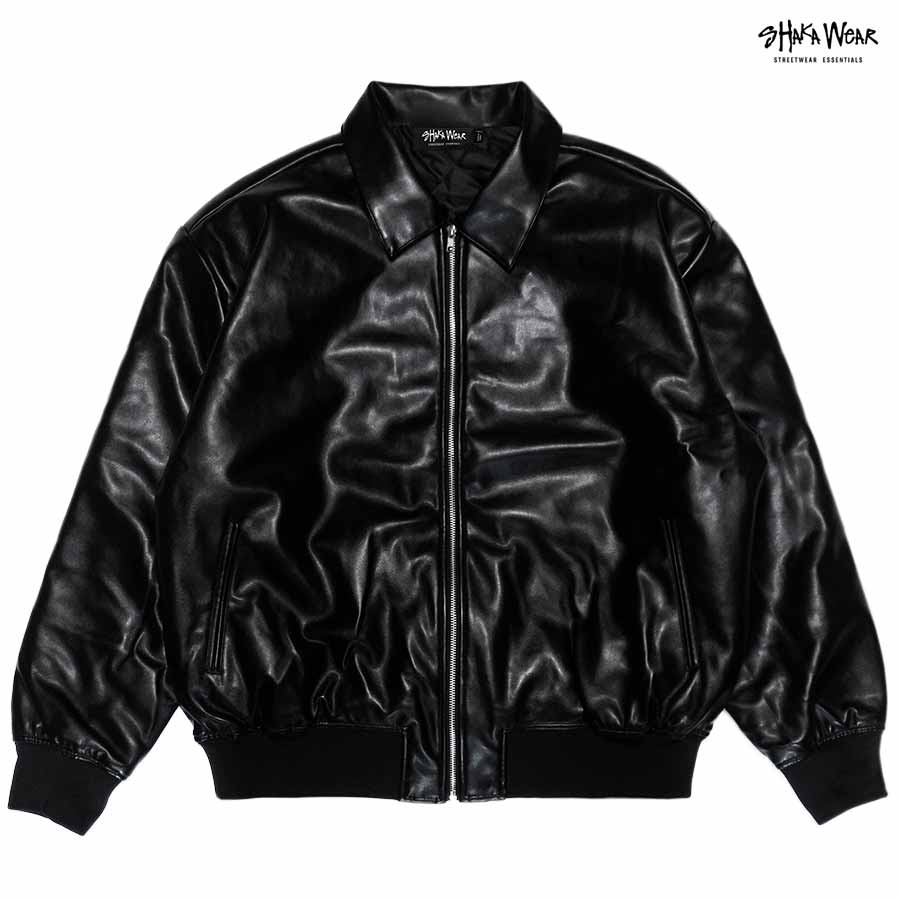 楽天市場】【送料無料】SHAKA WEAR PU LEATHER VARSITY JACKET【BLACK