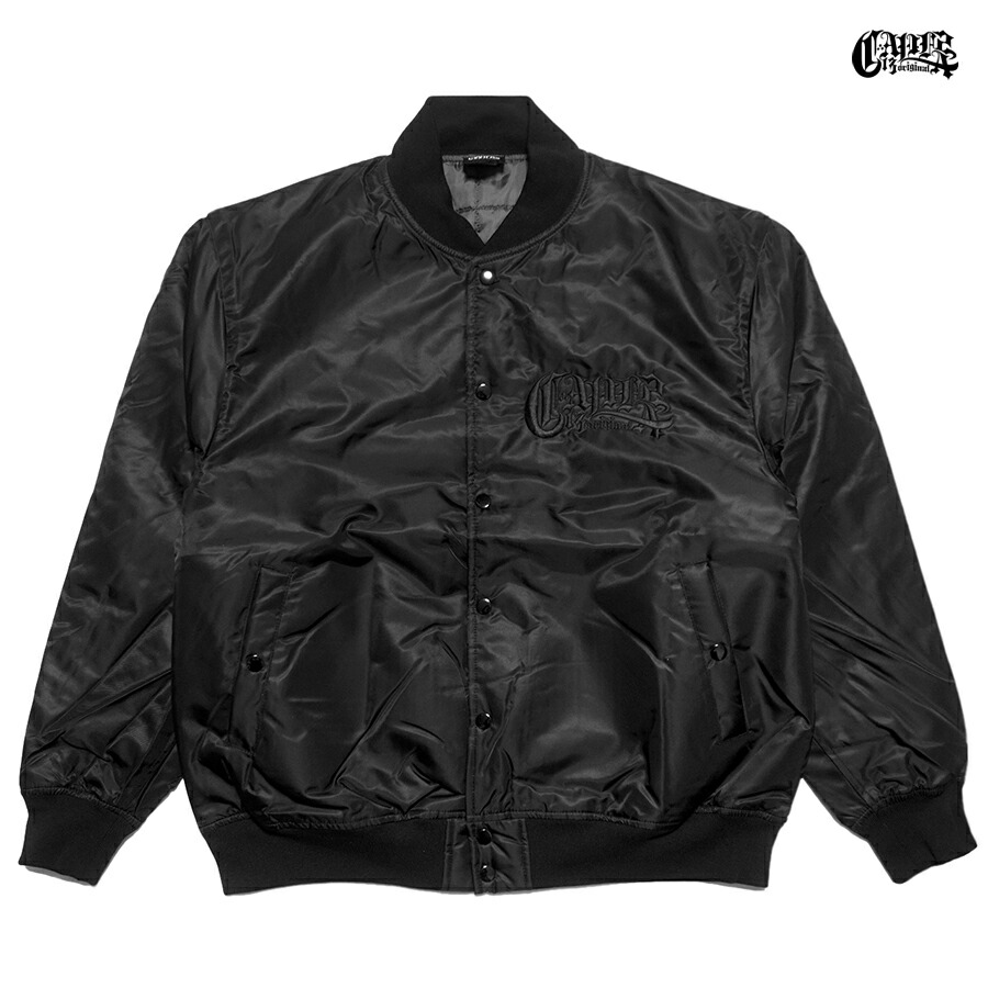 【SPECIAL PRICE★貨物輸送無料】CALIFAS STADIUM JACKET【BLACK】(M・L・XL)(カリファス  通信販売 メンズ 馬鹿でかい大きさ 上衣 闘技場上衣 スタジャン 前掛け アウター 中綿)