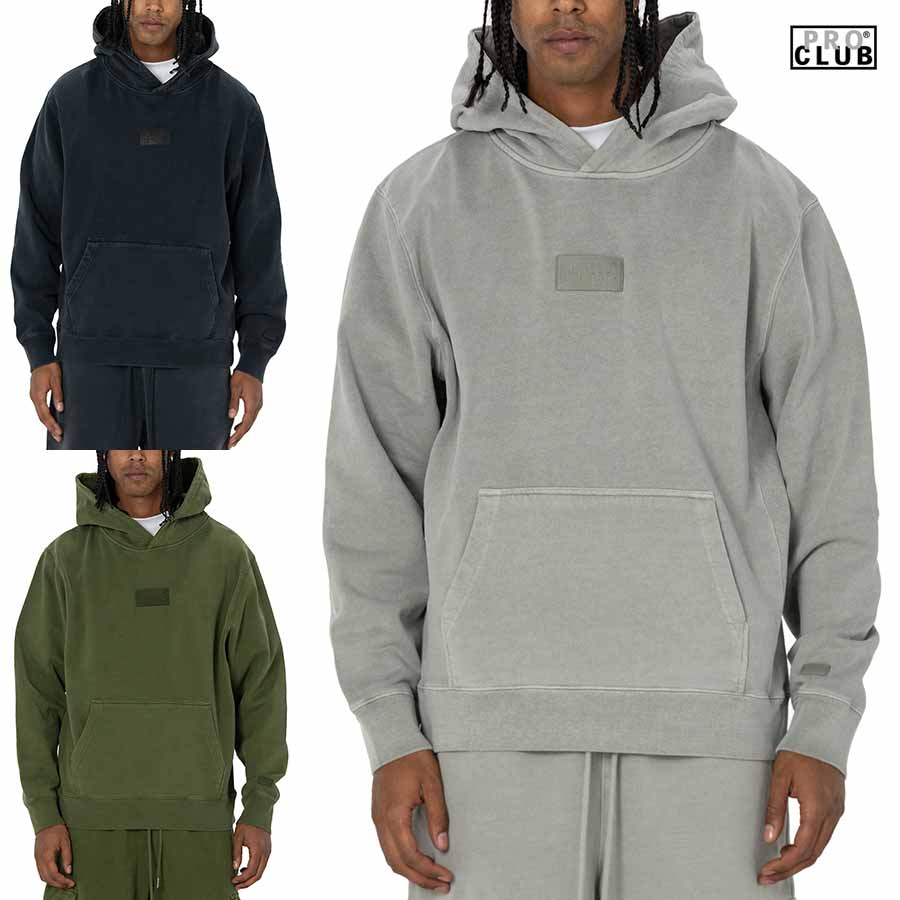 【SPECIAL PRICE★貨物輸送無料】PRO CLUB HEAVYWEIGHT VINTAGE WASH PULLOVER HOODIE【BLACK/GRAY/OLIVE】(M・L・XL・2XL)(労働者階級野球クラブ 通信販売 メンズ 馬鹿でかい大いさ ビンテージ ウォッシュ ガーメントダイ ティーシャツ フーディー パーカー)