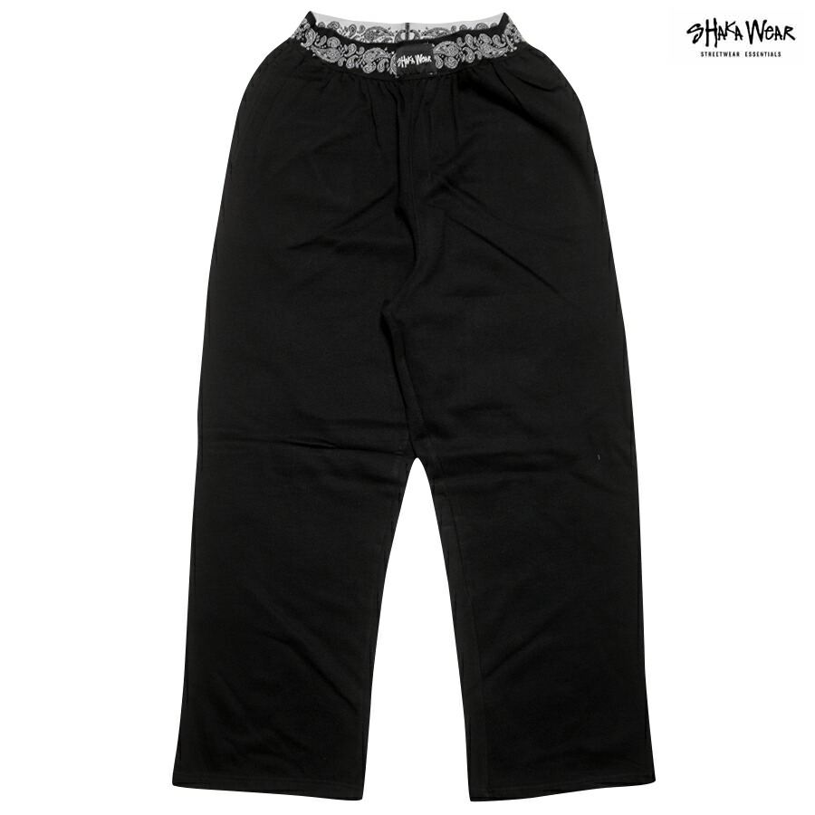 【貨物輸送無料】SHAKA WEAR PAISLEY BANDIT SWEAT PANTS【BLACK】(S・M・L・XL)(シャカ シャカウエア 通信販売 メンズ 服 大層らしい大きさ イージーパンツ スウェットパンツ 乳母車 ペイズリー バンダナ 柄 無地 分かりやすい ロングズボン下 下つ方)