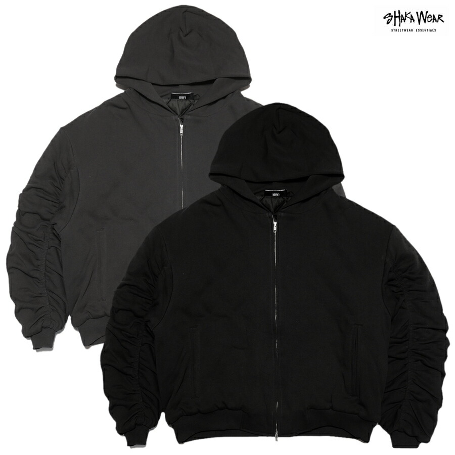 【SPECIAL PRICE★貨物輸送無料】SHAKA WEAR HOODED BOMBER JACKET【BLACK/DARK GRAY】(M・L・XL・2XL)(シャカ 通信販売 メンズ 服 途轍も無い大いさ フーディー ボンネット ボン赤ちょうちん 上衣 アウター パーカー 流汗 大層らしい大いさ) BLACK-DARK GRAY