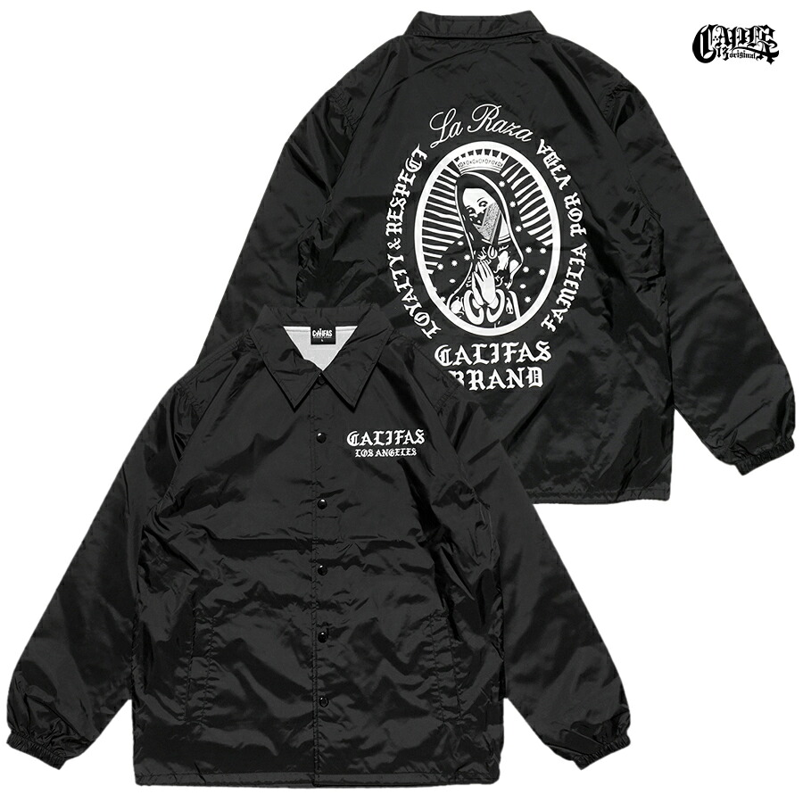 【送料無料】CALIFAS MARY NYLON COACH JACKET【BLACK】(M・L・XL・2XL)(カリファス オリジナル 通販 服 メンズ 大きいサイズ コーチジャケット ナイロンジャケット ウインドブレーカー マリア カリフォルニア ロサンゼルス ウエストコースト ロゴ)|Indoor Class Online Store