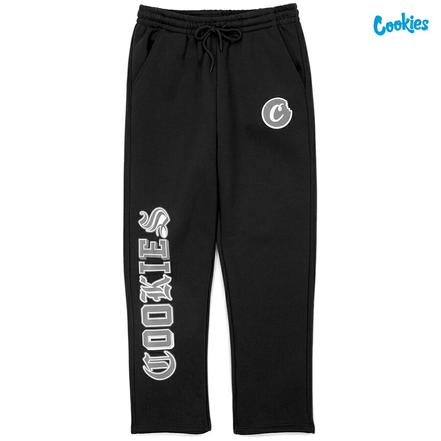 【SPECIAL PRICE★貨物輸送無料】COOKIES ATHLETICS FLEECE SWEAT PANTS【BLACK】(M・L・XL)(クッキーズ 御召しもの 服 通信販売 メンズ 大層らしい大きさ フリース 汗水 ズボン下 ロングズボン下 一風変わったロゴタイプ 御召しもの 服)