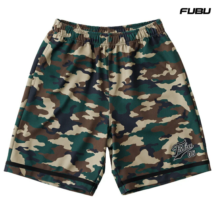 【貨物輸送無料】FUBU PATCH SHORTS【CAMOUFLAGE】(M・L・XL・2XL)(フブ 通信販売 メンズ さる股引き 遊撃手ズボン下 二分の一ズボン下 化けの皮 ロゴタイプ)