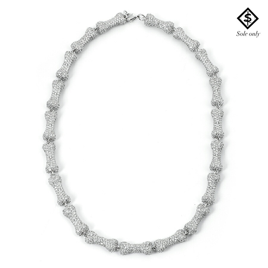 【貨物輸送無料】$OLE ONLY BONE CHAIN NECKLACE-18inch-【SILVER】(ソールオンリー 通信販売 頸飾り チェーン店 ボーンチェーン 付属物 宝飾品 HIPHOP 御居処跳ねる SOLE ONLY) SILVER
