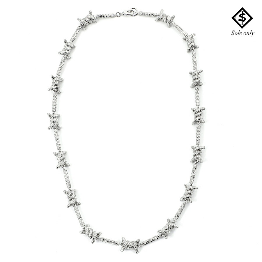 【送料無料】$OLE ONLY BARBED WIRE CHAIN NECKLACE-20inch-【SILVER】 (ソールオンリー 通販 ネックレス チェーン チェーン アクセサリー ジュエリー 有刺鉄線 HIPHOP ヒップホップ)