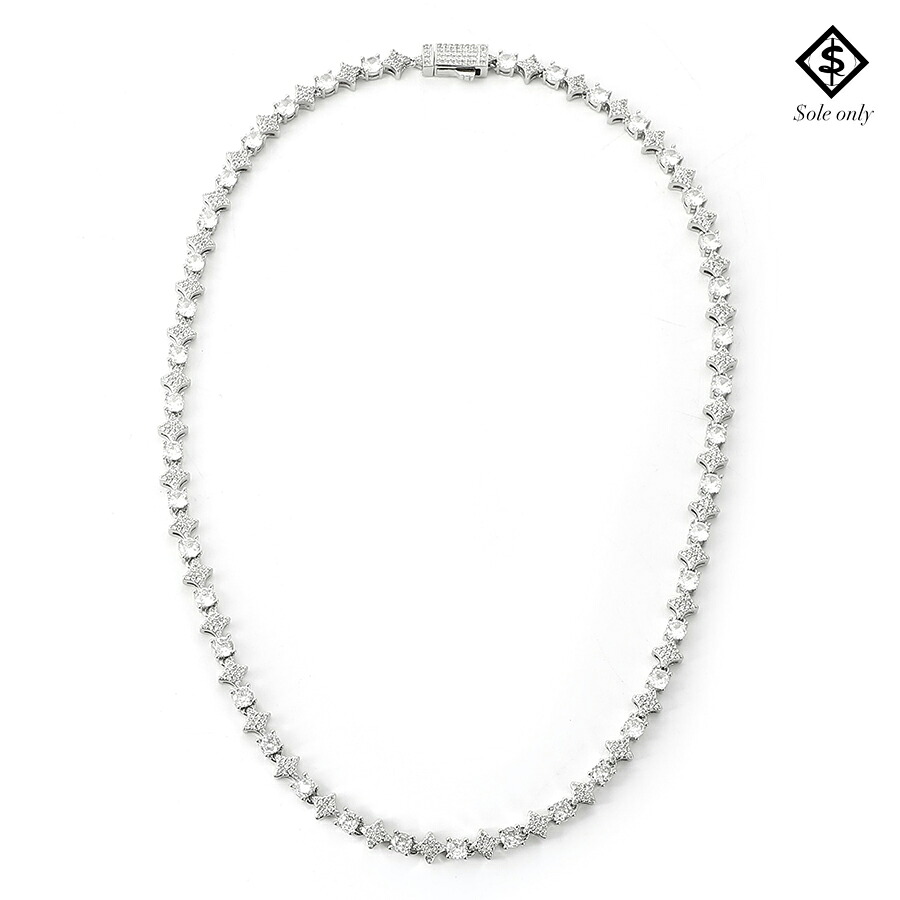 【送料無料】$OLE ONLY STARLINK TENNIS CHAIN NECKLACE-18inch-【SILVER】(ソールオンリー 通販 ネックレス チェーン テニスチェーン アクセサリー ジュエリー HIPHOP ヒップホップ SOLE ONLY)｜Indoor Class Online Store