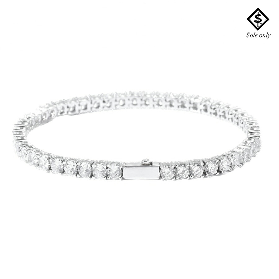 【送料無料】$OLE ONLY CZ DIAMOND TENNIS BRACELET-7inch-【SILVER】 (ソールオンリー 通販 ブレスレット チェーン テニスチェーン アクセサリー ジュエリー HIPHOP ヒップホップ)