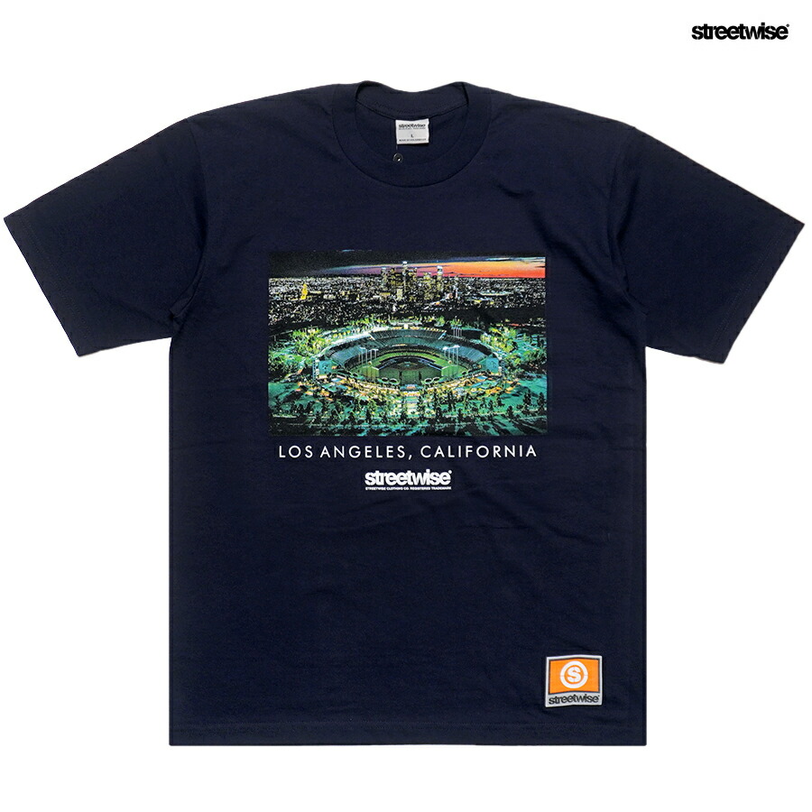 【送料無料】STREETWISE CITY LIGHTS Tシャツ【NAVY】 (L・XL・2XL)(STREET WISE ストリートワイズ 通販 服 メンズ 大きいサイズ 半袖 ショートスリーブ ヘビーウエイト 厚手)