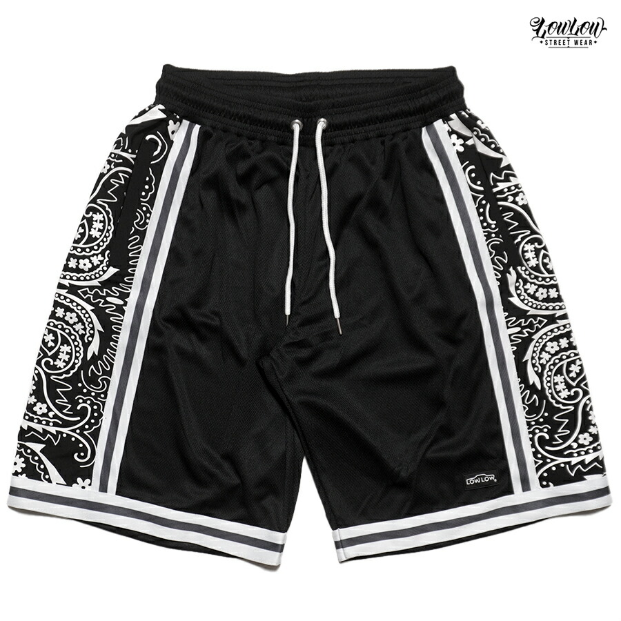 【送料無料】LOWLOW STREETWEAR LOWLOW PAISLEY COURT SHORTS【BLACK】(M・L・XL・2XL)(通販 服 大きいサイズ ショーツ ハーフパンツ ショートパンツ ペイズリー バンダナ LOWRIDER ローライダー ロサンゼルス)|Indoor Class Online Store