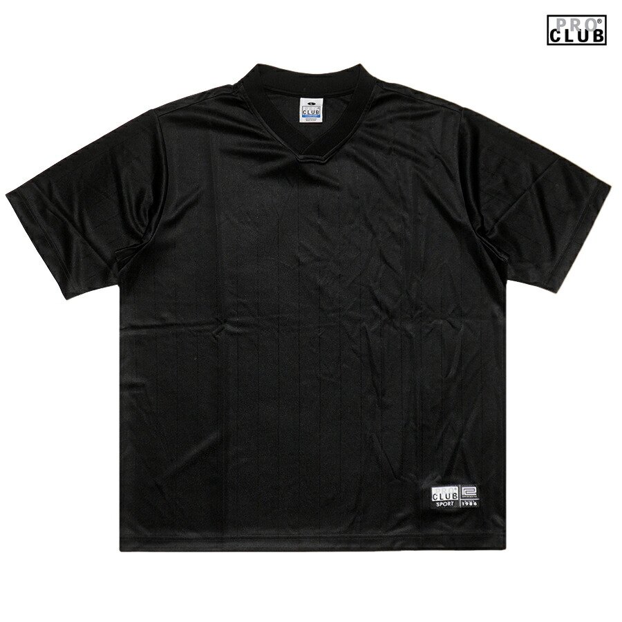 【貨物輸送無料】PRO CLUB V NECK JERSEY【BLACK】(M・L・XL・2XL)(労働者階級野球クラブ 通信販売 気が大きい大きさ 蹴球 プルオーバー 半袖 遊撃手捩り Vのど首)