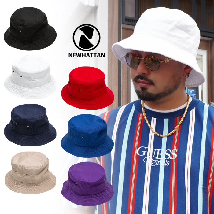 NEWHATTAN BUCKET HAT シンプル ニューハッタン バケットハット ブラック ホワイト メンズ レディース 帽子 無地 白 通販 黒  値頃 HAT