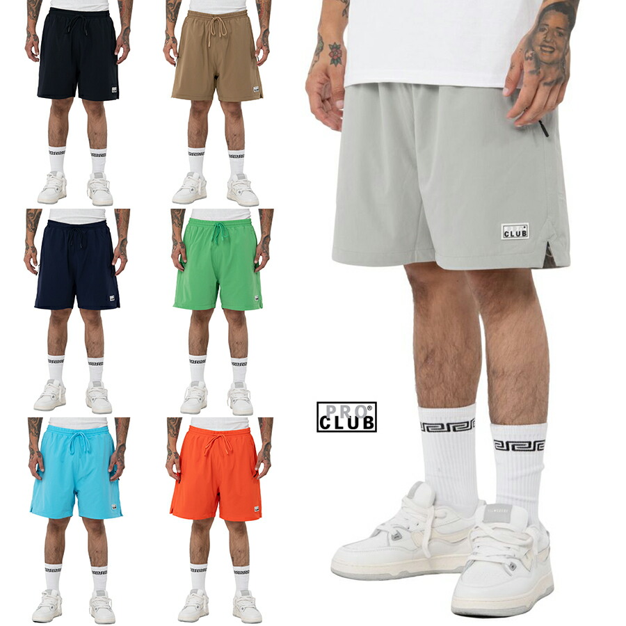 楽天市場】【送料無料】PRO CLUB NYLON ACTIVE SHORTS【BLACK/GRAY