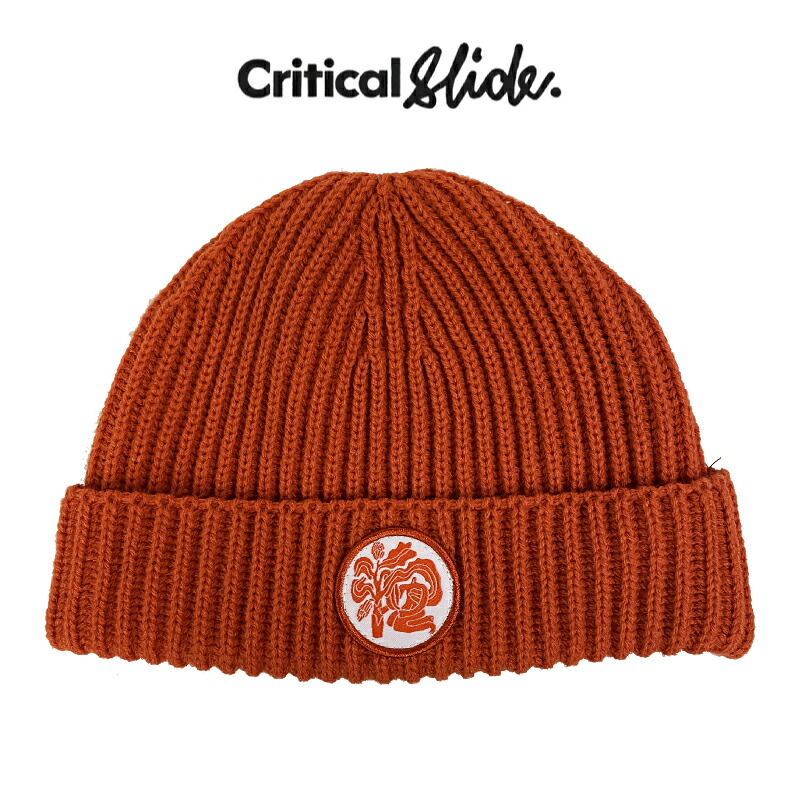 Critical Slide クリティカル スライド CULTIVATE BEANIE メンズ レディース キャップ 帽子 ビーニー ニット ワッペン 刺繍 ORANGE