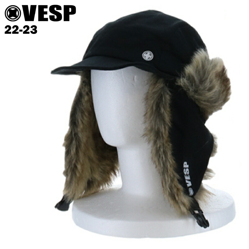 市場 VESP CAP スノーボード WARM FUR ファーキャップ BK スキー - 22-23 ベスプ