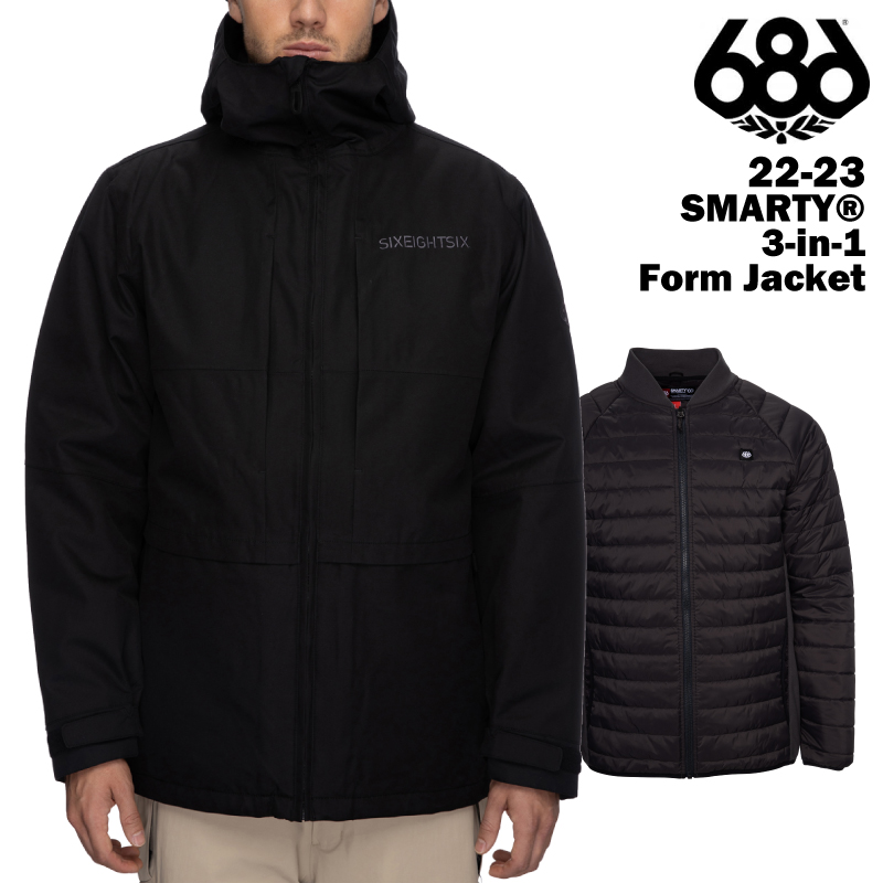 お取り寄せ】 686 SIX EIGHT シックスエイトシックス SMARTY® 3-in-1 Form Jacket - Black 22-23  メンズ スノーボード スキー ウエア ジャケット fucoa.cl