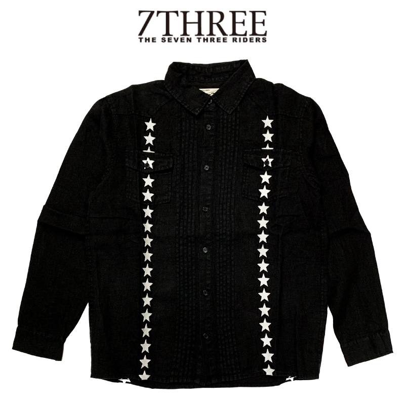 おまけ付 French セブンスリーアール 73r Linen Mサイズ Black 星 刺繍 長袖 襟付き シャツ メンズ Shirt Sleeve Long 73 シャツ Argentolaraine Com