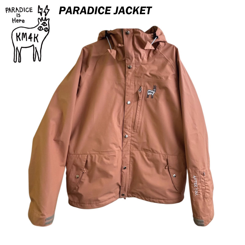 【20％OFF】KM4K カモシカ PARADICE JACKET  CALM BROWN エデンの園上衣 スキーの板 スノーボード 上衣 雨合羽 撥水