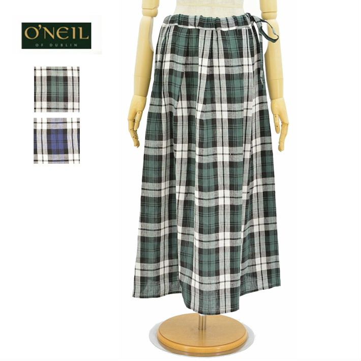 オニールオブダブリン 正規取扱店 レディース タータンチェック マキシ丈スカート Dublinレディースファッション 804 麻素材 Draw ロングスカート Tuck O Neil ドロータックスカート レディース Draw Skirt O Neil Of Dublin ｉｎｆｉｎｉｔｙ Co Ltd