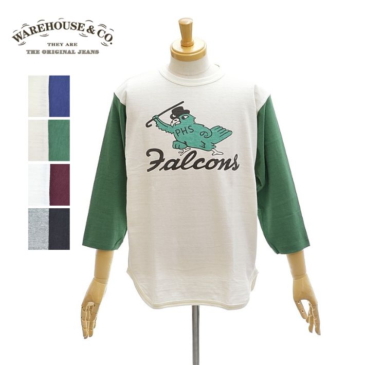 極美品！ウエアハウス 「FALCONS」7分袖 ベースボールTシャツ wh4800-falcons_1.jpg