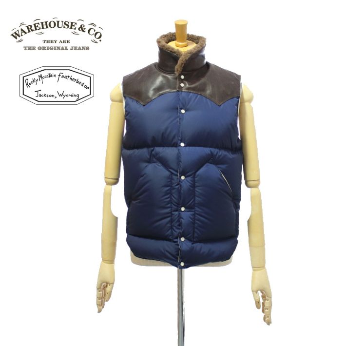 ロッキーマウンテン×ウエアハウス Lot.2222 ナイロン クリスティー ダウンベスト 500 NAVY メンズ ROCKY MOUNTAIN×WAREHOUSE NYLON CHRISTY VEST