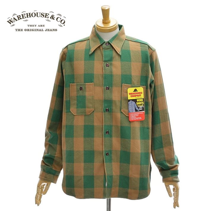 ウエアハウス Lot.3104 A柄 ネルシャツ ワンウォッシュ 裏起毛 メンズ WAREHOUSE FLANNEL SHIRTS
