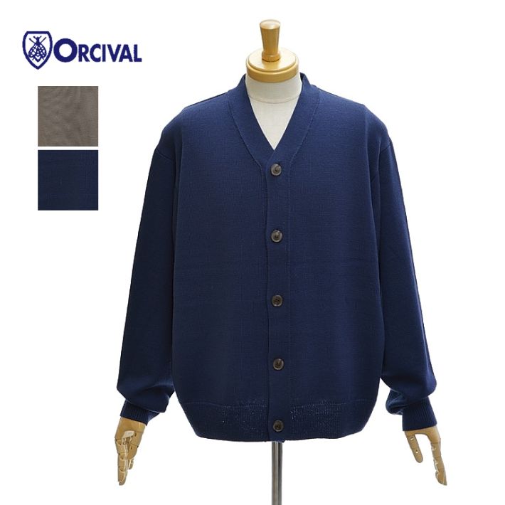 オーチバル・オーシバル OR-D0104FMW メリノウール Vネック 長袖 ニットカーディガン メンズ ORCIVAL