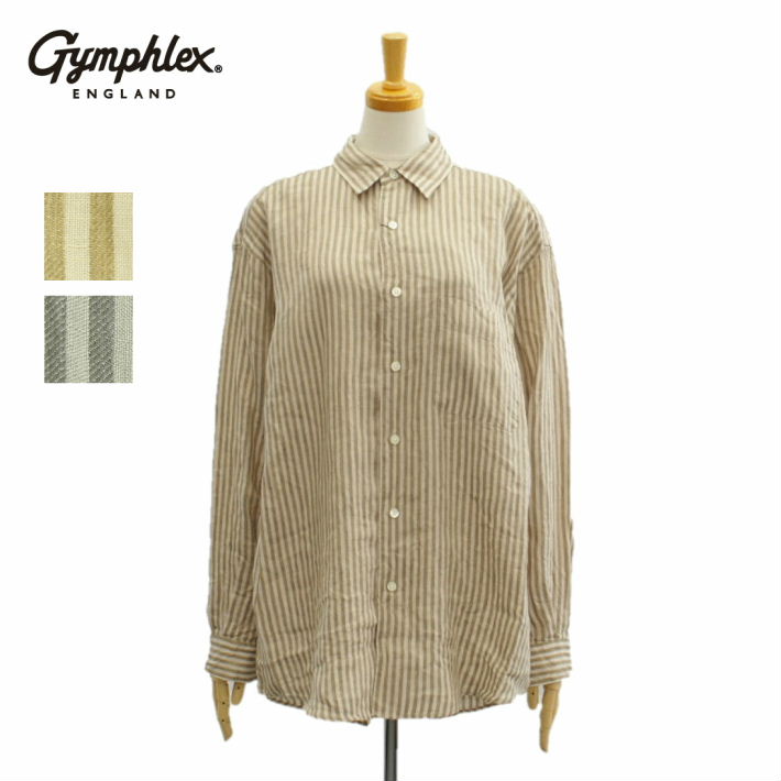 クリスマス特集 シャツ ブラウス ダービーストライプ フランダースリネン J 1427dls ジムフレックス 長袖 Gymphlex レディース シャツ Www Dgb Gov Bf