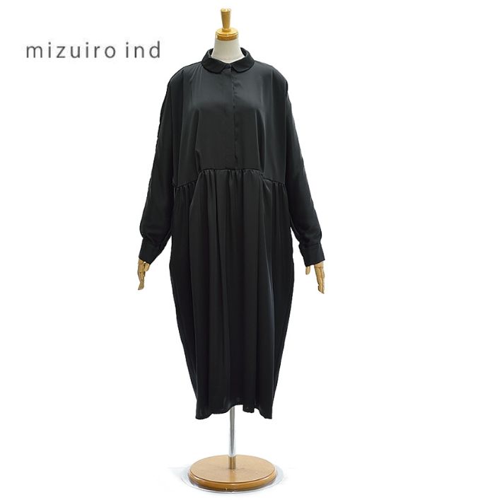 ミズイロインド サテン ラウンドカラー フロントフライ ワンピース 4-250041 レディース mizuiro ind 20,117円