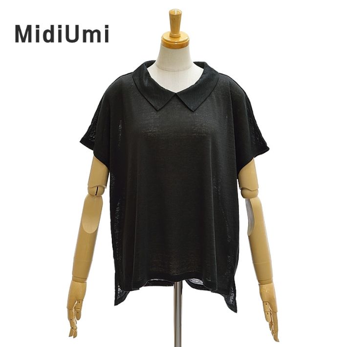 ミディウミ 襟付きリネンプルオーバー 半袖 カットソー 2-719883A レディース MidiUmi [メール便可]