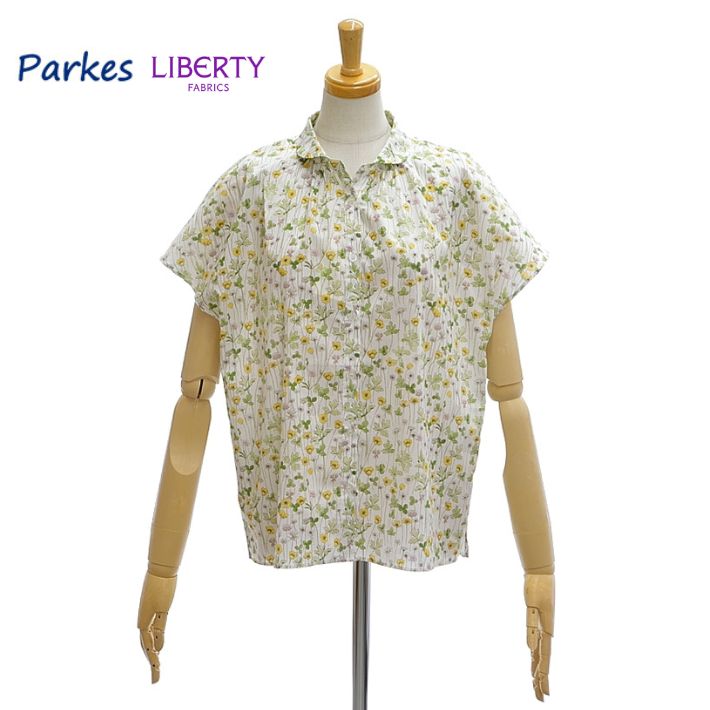 パークス PH2322035 リバティ フリルネック フレンチスリーブ タナローン レディース Parkes LIBERTY [メール便可] Parks パークス PH2322035 リバティ フリルネック フレンチ