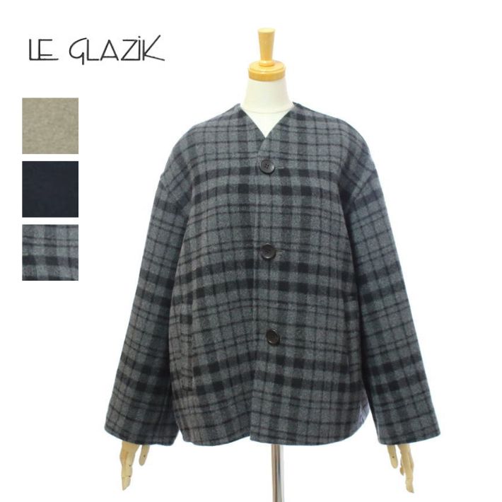 ル グラジック LG-A0617MFW ダブルフェイス ノーカラー ドロップショルダー ジャケット レディース Le glazik