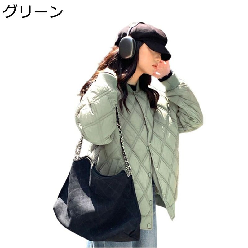 ダウンジャケット レディース 秋冬用 撥水 ライトダウン 中綿入り ノーカラー ゆったりサイズ ポケット付き 着痩せ ブルゾン 長袖 防寒 アウター 大きいサイズ対応